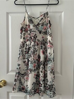 Vero Moda Ivory Floral Spaghetti-Strap Dress